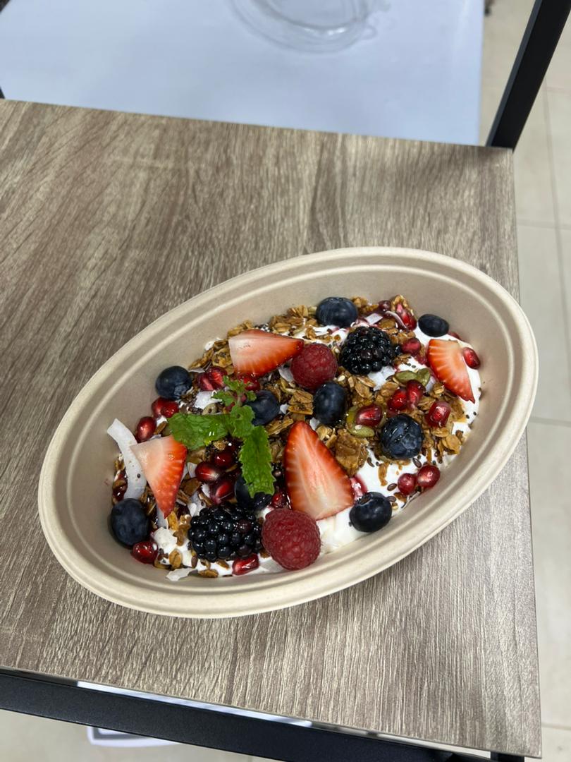 Granola GreekYogurt style fruit Bowl by Chef Zulaika